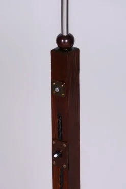 Sale Pamono Art Deco Floor Lamp in Beech & Chrome-Plated Steel, Czech, 1930s