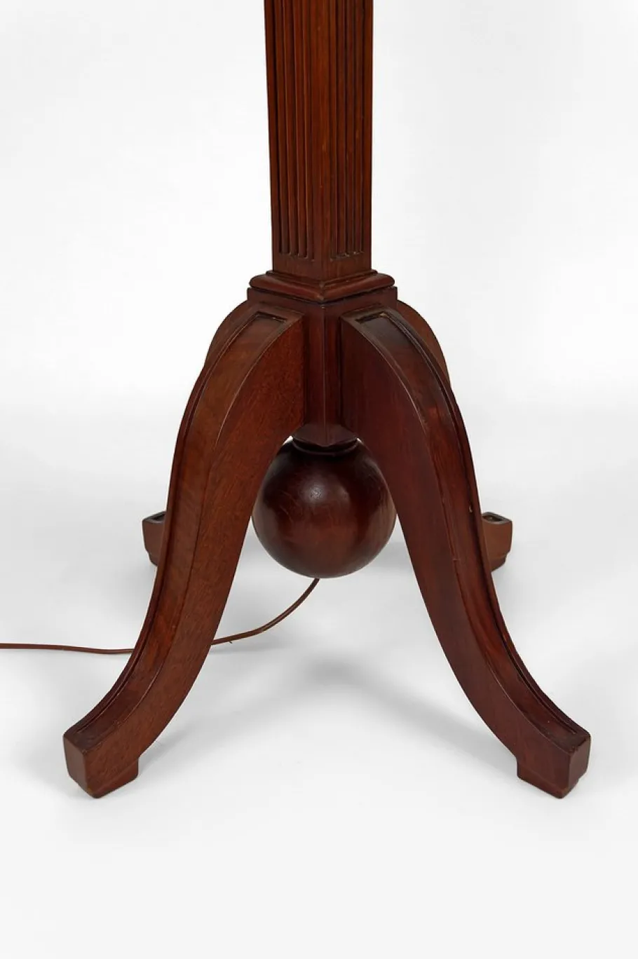 Best Pamono Art Deco Floor Lamp in Carved Beech & Opaline Glass, France, 1920s