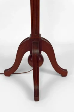 Best Pamono Art Deco Floor Lamp in Carved Beech & Opaline Glass, France, 1920s