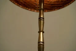 Outlet Pamono Art Deco Floor Lamp in Patinated Brass with Rattan Shade, 1940s
