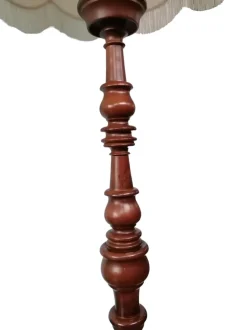 New Pamono Art Deco Floor Lamp in Turned Walnut Wood, 1890s