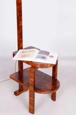 Discount Pamono Art Deco Floor Lamp in Walnut, Chrome-Plated Steel & Glass, Czechia, 1930s