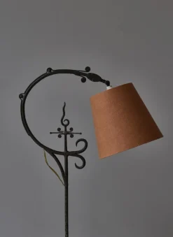 Hot Pamono Art Deco Floor Lamp in Wrought Iron, 1930s