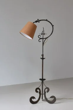 Hot Pamono Art Deco Floor Lamp in Wrought Iron, 1930s