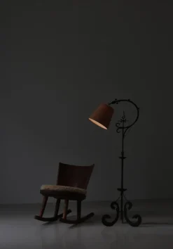 Hot Pamono Art Deco Floor Lamp in Wrought Iron, 1930s