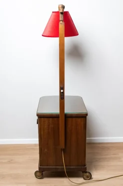 Online Pamono Art Deco Floor Lamp with Revolving Liquor Cabinet, 1940s