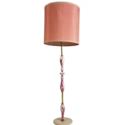 Online Pamono Art Deco Floor Lamp with Gilt Brass Stem and Porcelain Inserts by Richard Ginori, 1930s