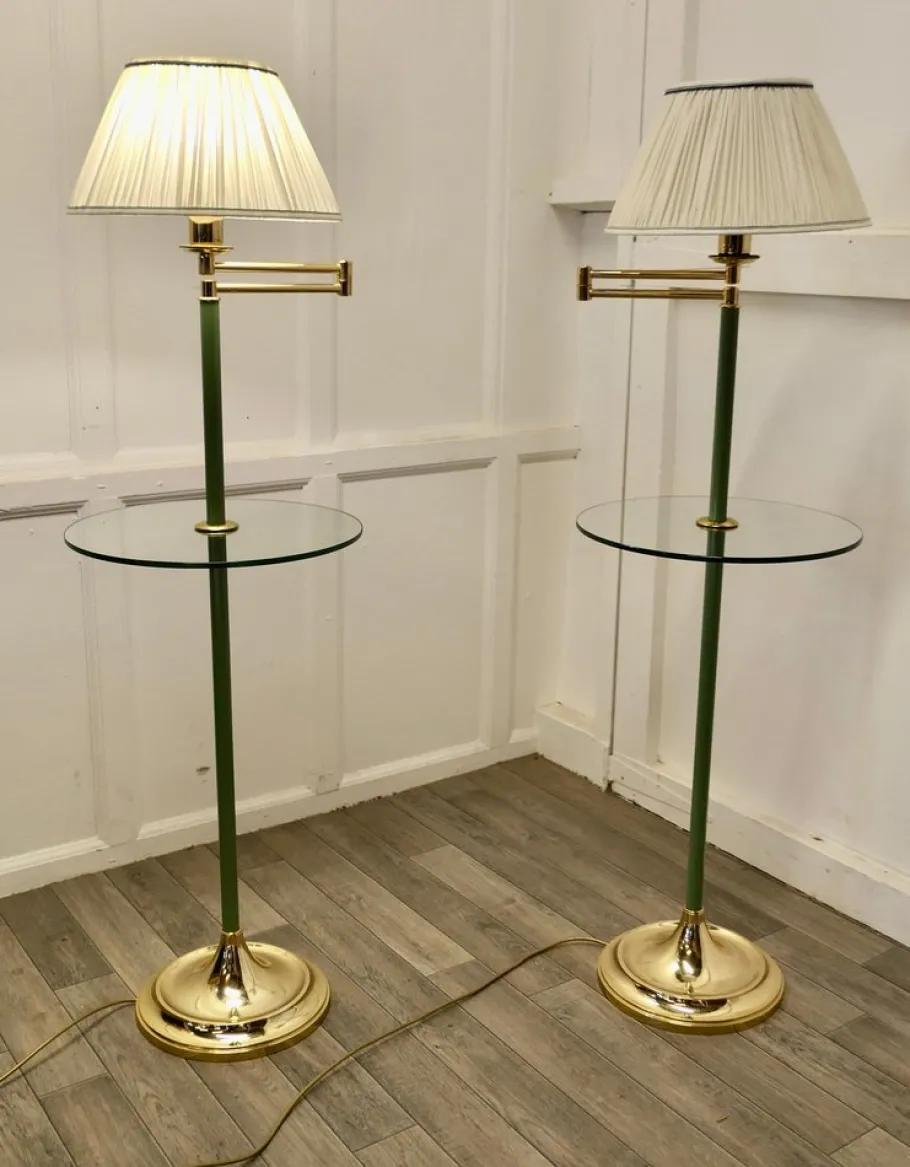 Best Pamono Art Deco French Adjustable Swing Arm Floor Lamps, 1960s, Set of 2