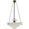 Best Pamono Art Deco French Brass and Etched Clear Glass Pendant Light, 1920s