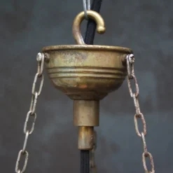 Best Pamono Art Deco French Brass and Etched Clear Glass Pendant Light, 1920s