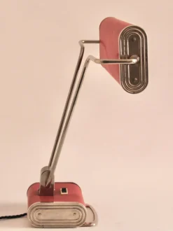 Clearance Pamono Art Deco French Red Chrome Table Lamp by Eileen Gray for Jumo, 1940s