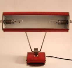 Clearance Pamono Art Deco French Red Chrome Table Lamp by Eileen Gray for Jumo, 1940s