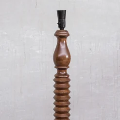 Clearance Pamono Art Deco French Turned Oak Floor Lamp