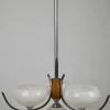 Best Pamono Art Deco French Wood and Chrome Chandelier, 1940s
