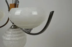 Best Pamono Art Deco French Wood and Chrome Chandelier, 1940s