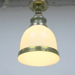 Best Pamono Art Deco Industrial Opaline Lamp, 1920s