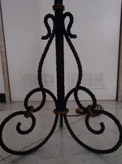 Best Pamono Art Deco Iron and Glass Floor Lamp by Degue for Verrerie D'Art Degué, 1930s