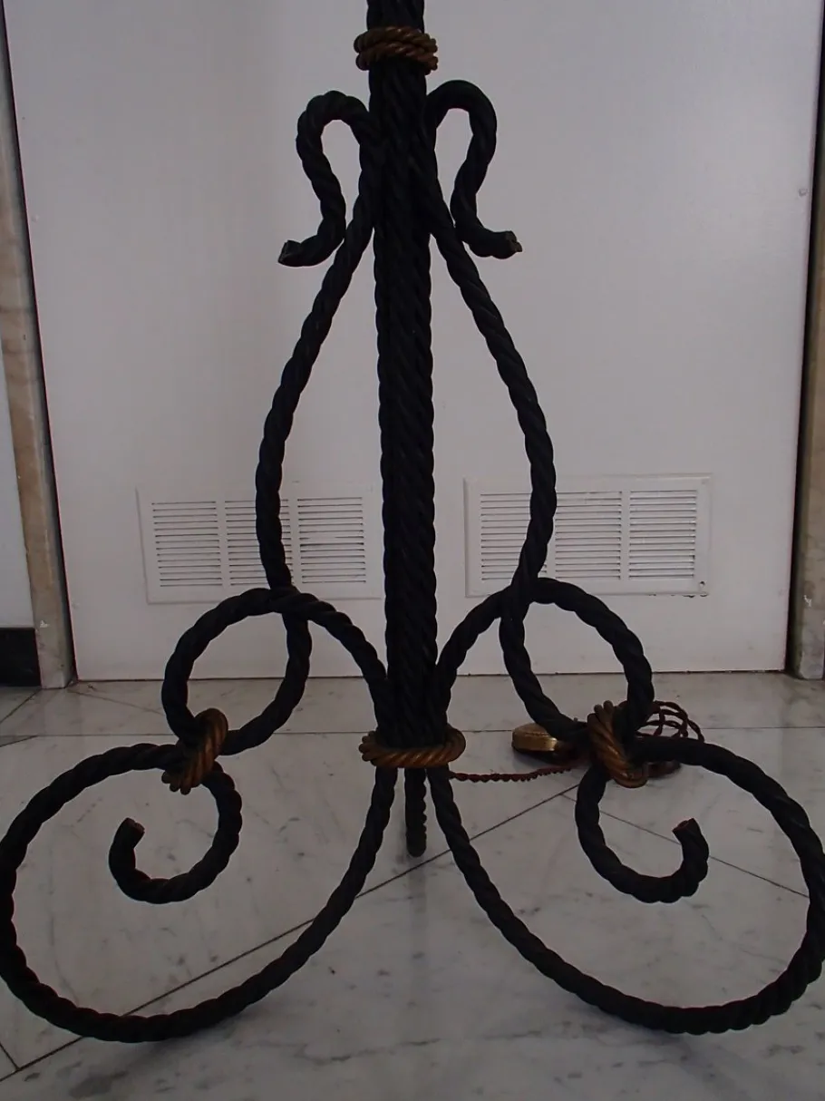 Best Pamono Art Deco Iron and Glass Floor Lamp by Degue for Verrerie D'Art Degué, 1930s