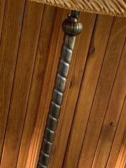 Discount Pamono Art Deco Metal Floor Lamp with Fabric Shade, 1950s