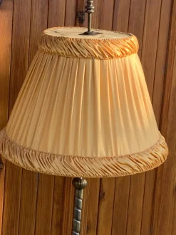 Discount Pamono Art Deco Metal Floor Lamp with Fabric Shade, 1950s