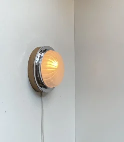 Best Pamono Art Deco Nautical Ship Wall Sconce with Sunburst Glass, 1960s