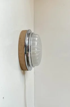 Best Pamono Art Deco Nautical Ship Wall Sconce with Sunburst Glass, 1960s