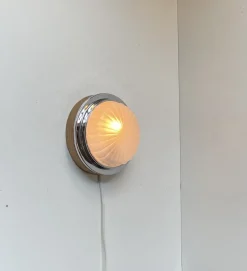 Best Pamono Art Deco Nautical Ship Wall Sconce with Sunburst Glass, 1960s