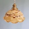 Best Pamono Art Deco Pendant Light in Marbled and Scalloped Opaline from Scailmont Glassworks, Belgium, 1920s-1930s