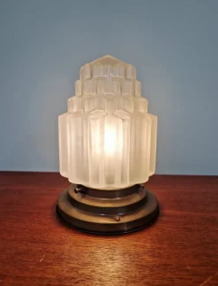 Clearance Pamono Art Deco Skyscraper Satin Glass Ceiling Light, 1930s
