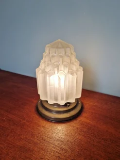Clearance Pamono Art Deco Skyscraper Satin Glass Ceiling Light, 1930s