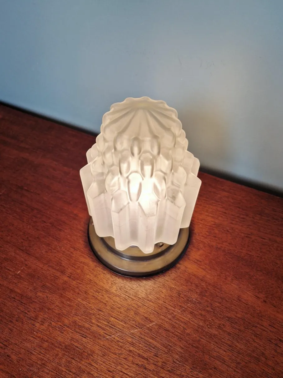 Clearance Pamono Art Deco Skyscraper Satin Glass Ceiling Light, 1930s