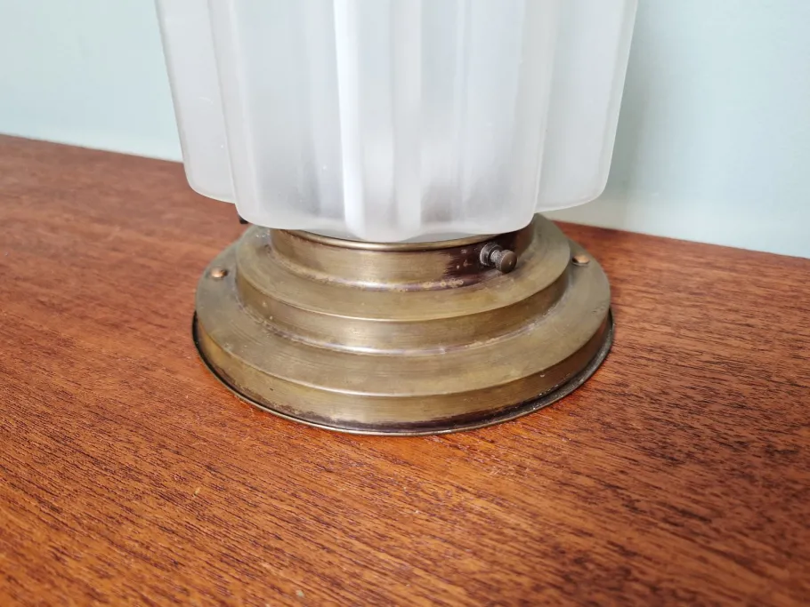 Clearance Pamono Art Deco Skyscraper Satin Glass Ceiling Light, 1930s