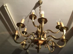 Clearance Pamono Art Deco Style Brass Chandelier, 1970s