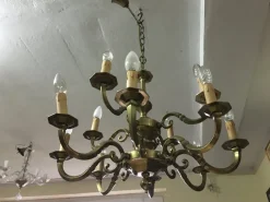 Clearance Pamono Art Deco Style Brass Chandelier, 1970s