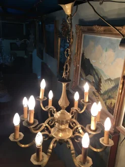 Clearance Pamono Art Deco Style Brass Chandelier, 1970s