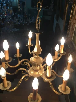 Clearance Pamono Art Deco Style Brass Chandelier, 1970s