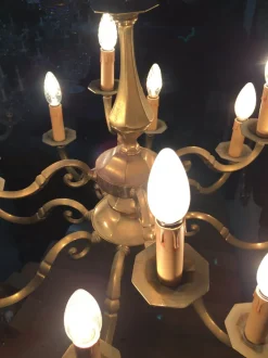 Clearance Pamono Art Deco Style Brass Chandelier, 1970s