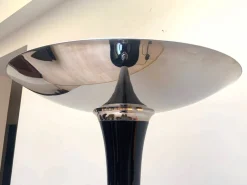 Online Pamono Art Deco Style Floor Lamp in Black Lacquer and Nickel