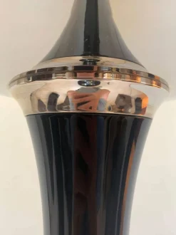 Online Pamono Art Deco Style Floor Lamp in Black Lacquer and Nickel