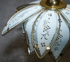 Clearance Pamono Art Deco Style Glass Lotus Ceiling Lamps, 1960s, Set of 2