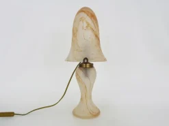 Clearance Pamono Art Deco Style Mushroom 2-Light Lamp in Transparent Orange-Speckled Glass Paste, 1980s