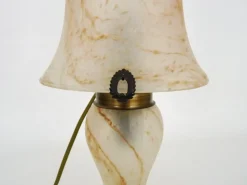 Clearance Pamono Art Deco Style Mushroom 2-Light Lamp in Transparent Orange-Speckled Glass Paste, 1980s