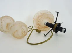 Clearance Pamono Art Deco Style Mushroom 2-Light Lamp in Transparent Orange-Speckled Glass Paste, 1980s