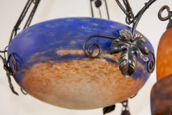 Outlet Pamono Art Deco Wrought Iron and Pate de Verre Lamp by G. V. Croismare for Muller Frères, France, 1925