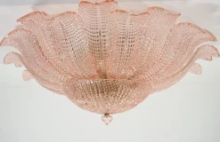 Best Pamono Art Glass Flower Ceiling Lamp in Murano Pink Color, 1990s