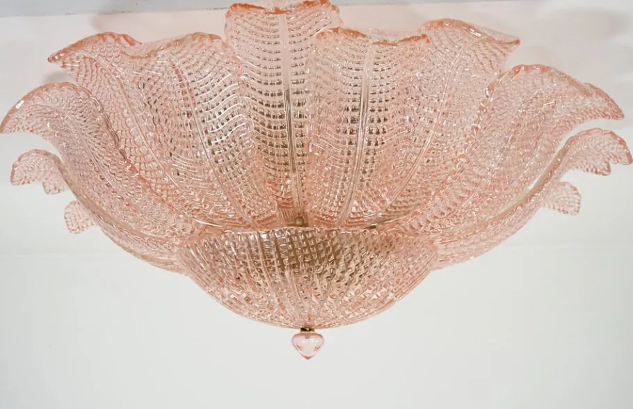 Best Pamono Art Glass Flower Ceiling Lamp in Murano Pink Color, 1990s
