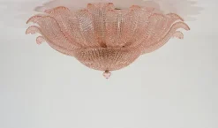 Best Pamono Art Glass Flower Ceiling Lamp in Murano Pink Color, 1990s