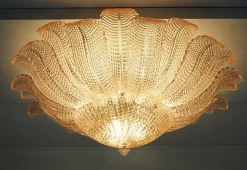 Best Pamono Art Glass Flower Ceiling Lamp in Murano Pink Color, 1990s