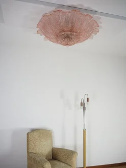 Best Pamono Art Glass Flower Ceiling Lamp in Murano Pink Color, 1990s