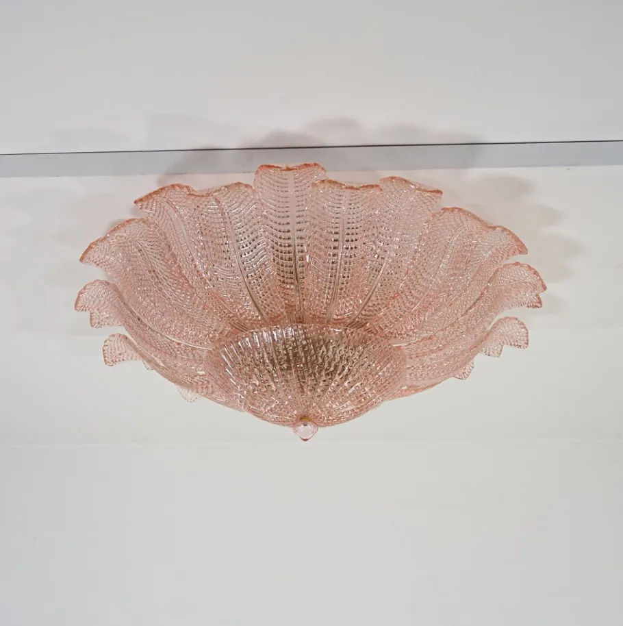 Best Pamono Art Glass Flower Ceiling Lamp in Murano Pink Color, 1990s